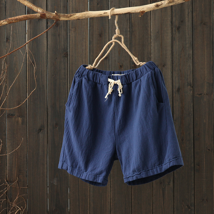 Văn học quần short vải lanh nữ mùa hè mới hoang dã rộng chân đàn hồi eo quăn lỏng kích thước lớn chất béo mm bông quần quần áo nữ mùa hè đẹp