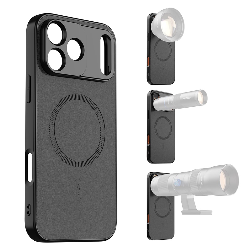 Suitable for Apple iPhone 18/17/16/15/14 Promax Plain Leather Magnetic All-Inclusive Anti-Fall Mobile Phone Lens Case
