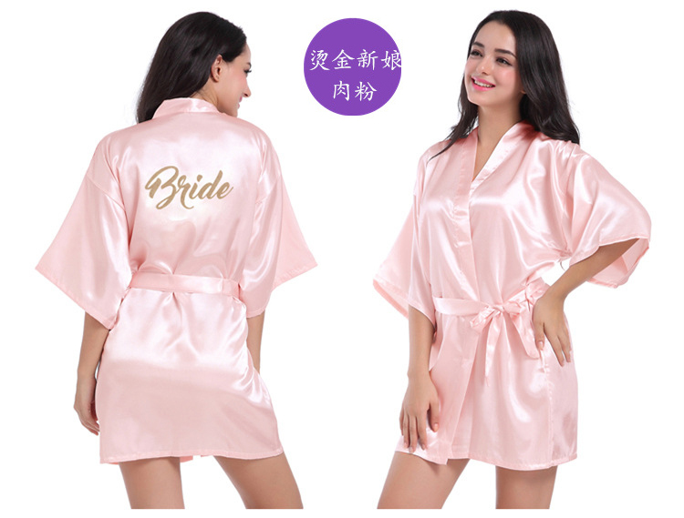 Bridal gown wedding dress áo choàng áo nữ mùa thu sexy lụa áo choàng tắm áo choàng tắm kimono Nhật Bản kimono cưới đồ ngủ đỏ