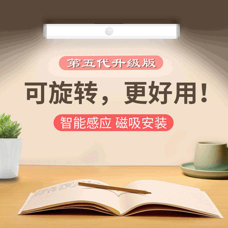 Upgrade human body induction light magnetic suction charging smart bedhead wardrobe lamp 3 color shifting rotation through the street lamp