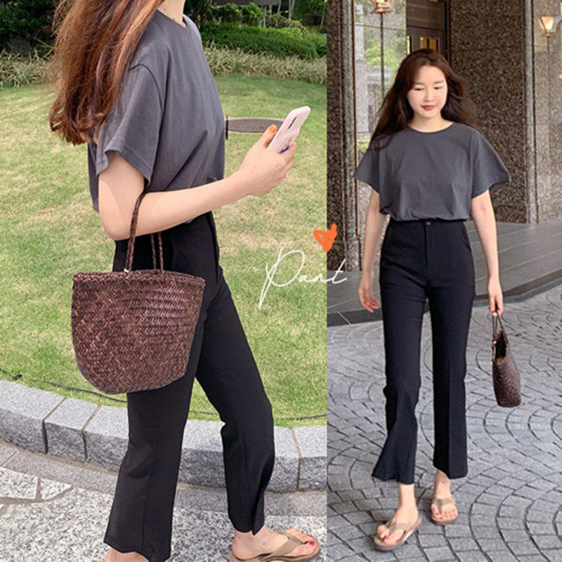 Suite pants nine - divisive pants 2021 new Han edition high waist small feet straight tube pants in spring and summer