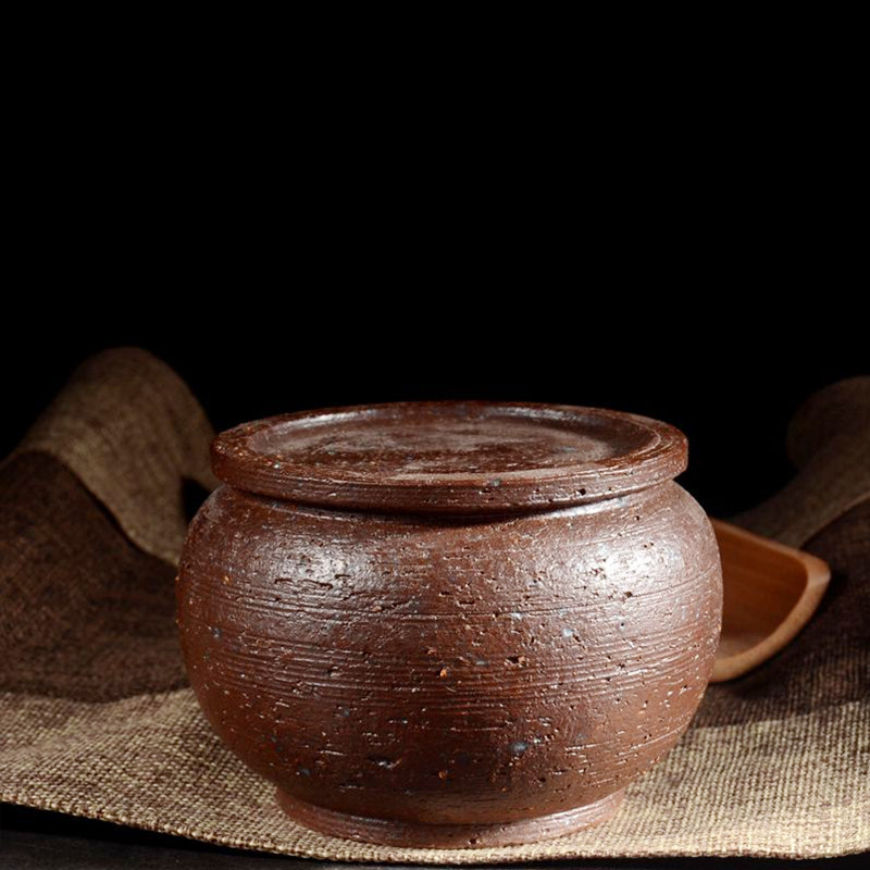 Jingdezhen Coarse Pottery Handmade Tea Leaf Jars Jars Wood Burning Kiln Change Water Cylinder Deposit Tea Jar Pu-erh Tea Jar Ceramic Jars