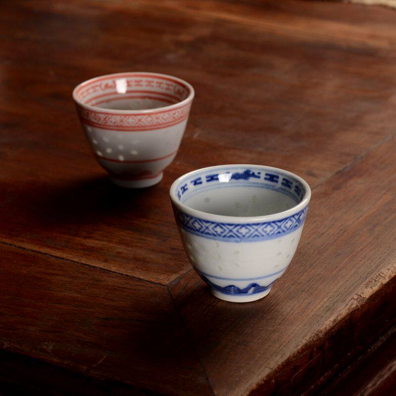 Jingdezhen antique tea cup antique ceramic factory blue and white linglong cup tea cup kung fu tea set tea cup
