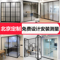 Extremely Narrow Side Push Ramen Kitchen Balcony Living Room Mobile Door Custom Toilet Fold Suspension Rail Triple Linkage Glass Partition