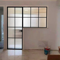 Custom Toilet Door Connected Window Toilet Kitchen Titanium Magnesium Aluminum Alloy Tempered Glass Bathroom Partition Extremely Narrow Flat Door