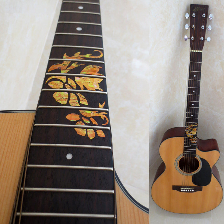 Butterfly Romance Flowers 3 Yellow Guitar Neck Knob Carved shell Guitar Inlaid Guitar Guard Guitar Accessories