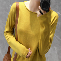 Round neck sweater Ladies pullover short long sleeves drop shoulder loose knitted bottom layer autumn and winter non-cashmere top