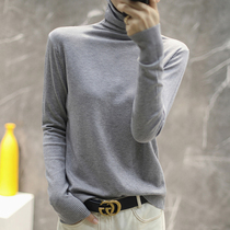 2022 autumn and winter new high-neck worsted cashmere sweater with womens long-sleeved short fashion knitwear bottoming shirt top