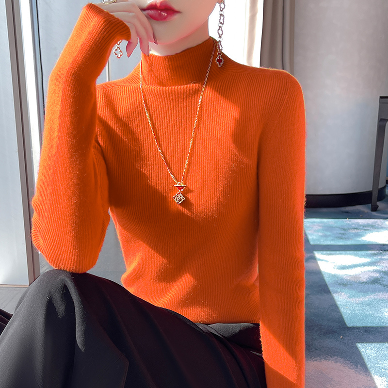 French-Style High-End Half-Turtleneck Thick Sweater 2026 Autumn and Winter New Knit Base Shirt for Women, Stylish and Slimming Inner Wear French-Style High-End Half-Turtleneck Thick Sweater 2026 Autumn and Winter New Knit Base Shirt for Women, Stylish and Slimming Inner Wear