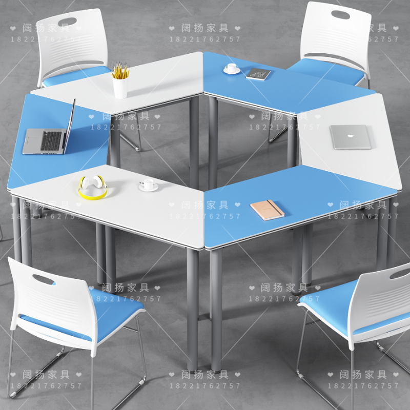 Package installation hexagonal combination training table trapezoidal group counseling activity table students free combination splicing table and chairs