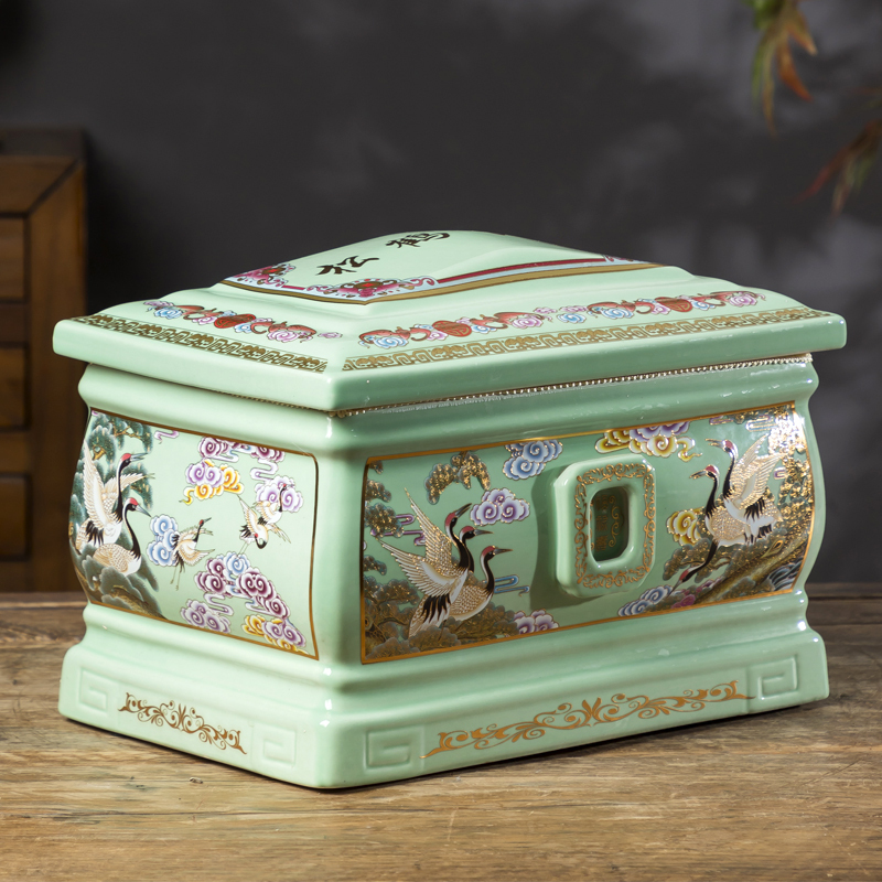 Jingdezhen Ceramic Urns for Men and Women, High-End Grave Relocation Urns, Coffin Urns, Moisture-Proof Funeral Supplies