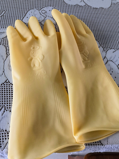 Oriental Red Labor Protection Latex Gloves, Kitchen Beef Tendon Thickened Durable Cleaning Waterproof Wear-Resistant Work Household Women's Rubber Gloves