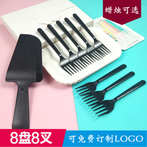 Large supply fork tray combination disposable medium high-end cake knife fork tray suit cake fork 8 fork 8 tray three-in-one