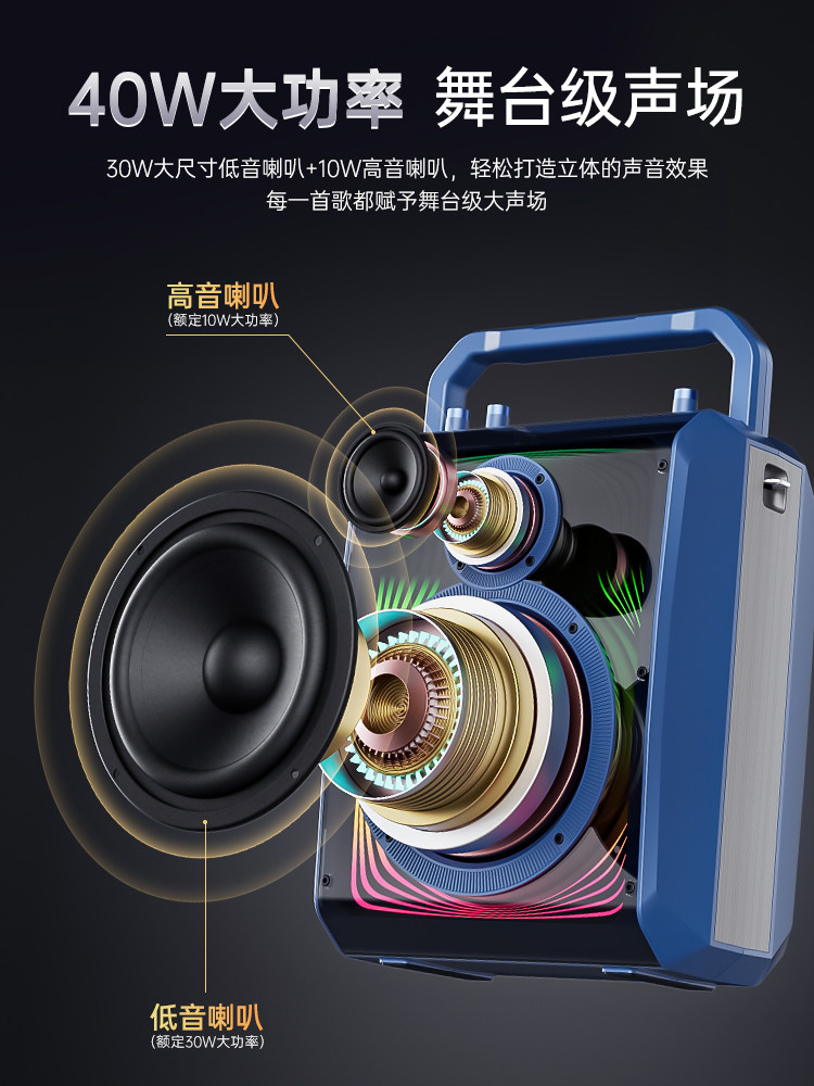 Sony Ericsson K66 Bluetooth Speaker for Square Dancing, Outdoor Performances, Karaoke, High Volume, Portable with Microphone