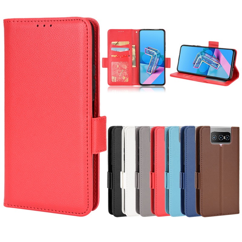 Suitable for Asus Zenfone 8 Flip Phone Case Zs672Ks Protective Cover Side-Absorbing Solid Color Leather Case