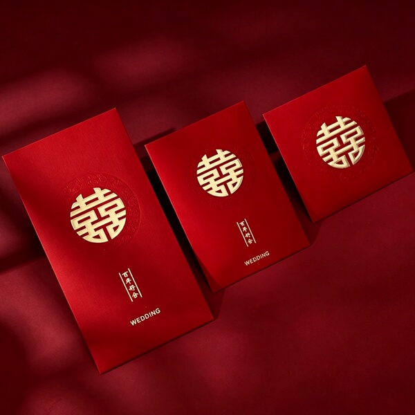 Red Envelopes for Weddings, Available in Large, Medium, and Small Sizes, with the Character "喜" for Good Luck, Suitable for Gift Money and Engagement Celebrations, Medium-Sized Wedding Gift Envelopes
