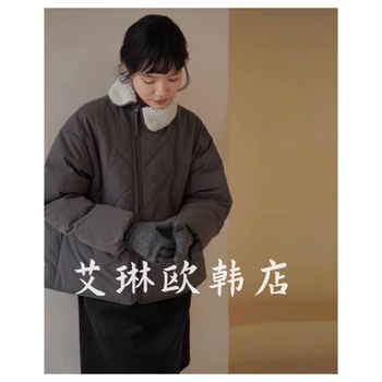 09248 lamb wool spliced cotton jacket with oblique placket 09248 lamb wool spliced cotton jacket with oblique placket