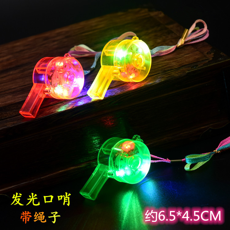 Glowing whistle toy plastic hanging rope color survival flash whistle referee children's stall