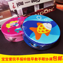 0-6 years old Orff music teaching aids childrens percussion instrument parent-child early education infant hand drum 6-inch four-bell drum
