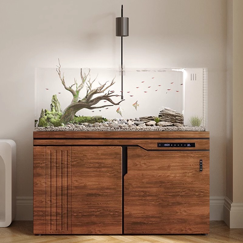 Stream Tank Fish Tank Large Living Room Household Ultra-White Glass Original Ecological Landscaping Bottom Filter Cichlid Tank Aquatic Plant Tank