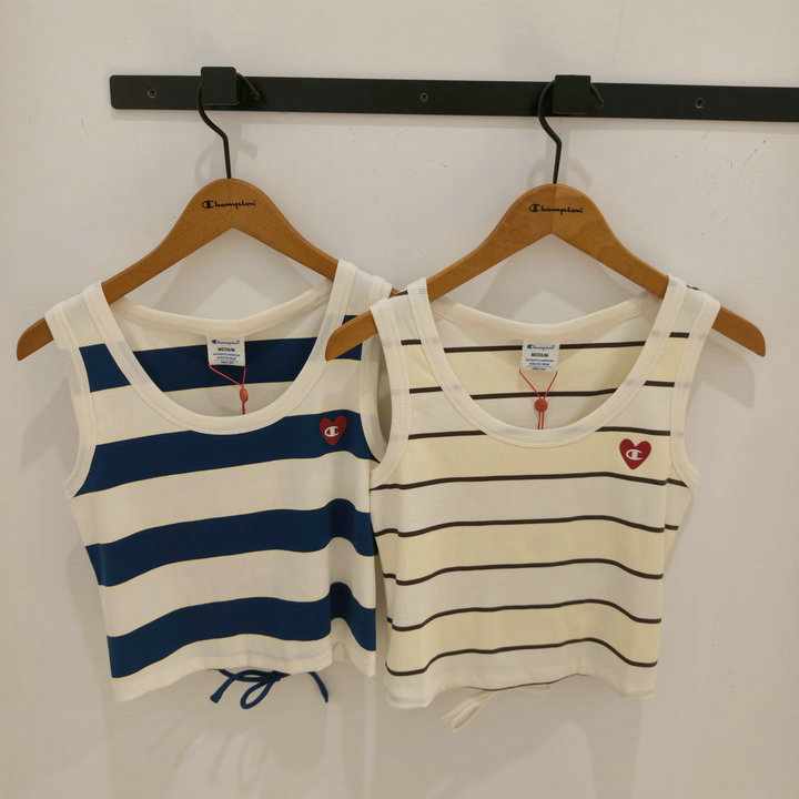 Champion Champion Striped Vest 26 New Summer Style Women's H-Shaped Slimming Look Slightly Elastic Sleeveless T-Shirt U6Bsssw211