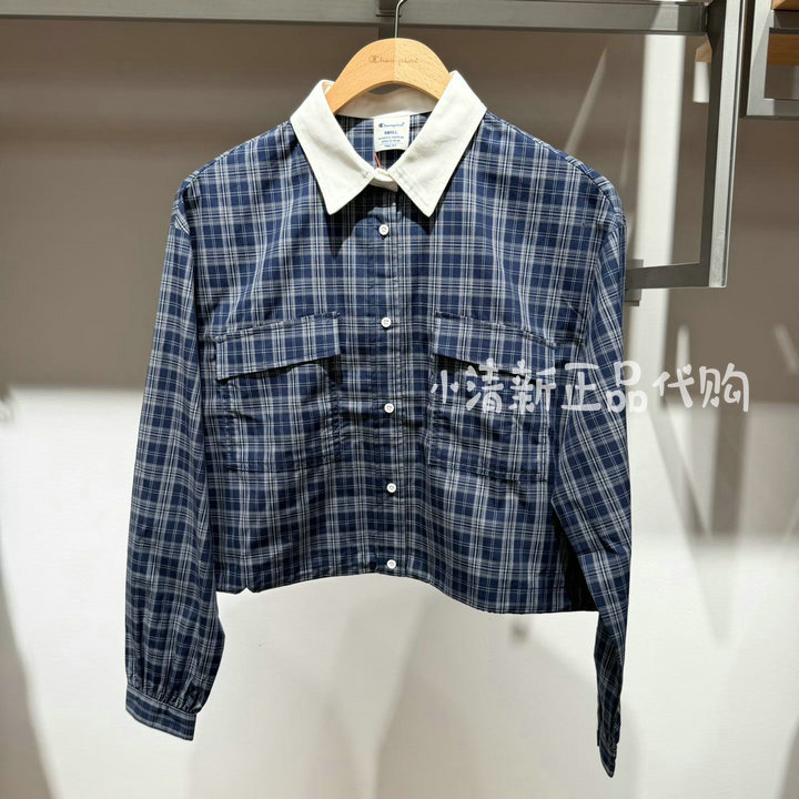 Champion Plaid Long-Sleeved Shirt for Women 2026 Autum New Preppy Style Jacket U6Cshsw093