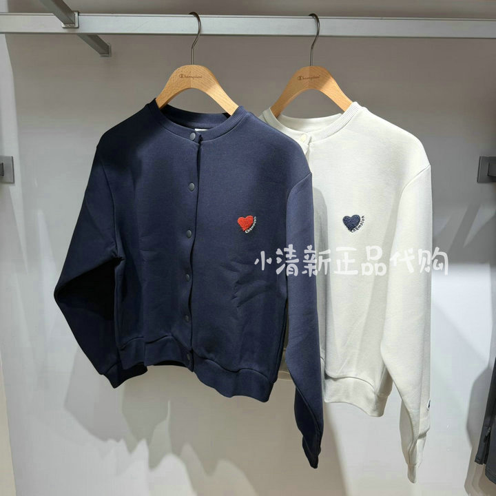 Champion Champion Cardigan Sweatshirt Women's 26 Autumn New Casual Round Neck Jacket Heart Print U6Dswjw007