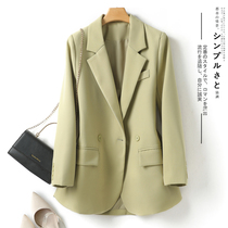 Mustard green suit jacket woman fall new Korean version loose with slim senior sense Little Casual West Suit Blouse