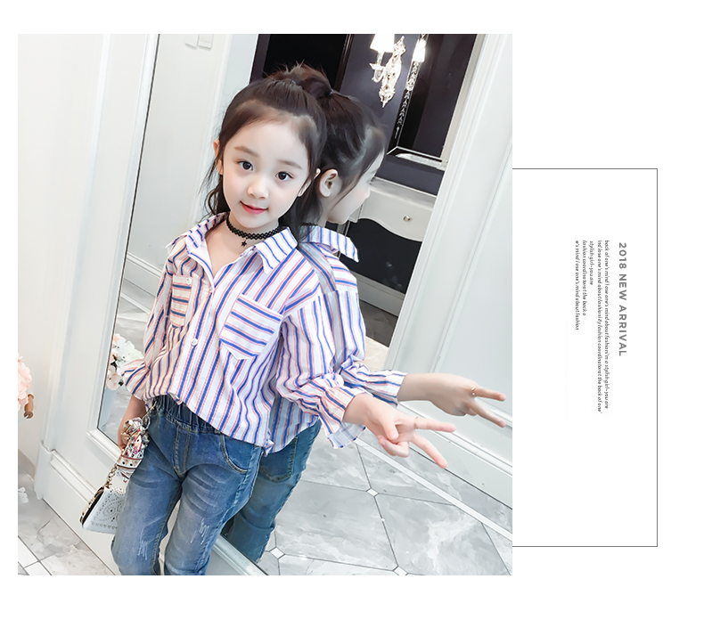 Áo sơ mi nữ mùa thu 2018 mới cho bé Hàn Quốc áo dài tay bé gái mùa thu mùa thu thời trang thủy triều áo sơ mi trẻ em 10 tuổi