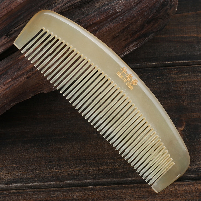 Horn comb Natural pure long hair wide tooth curly hair comb Massage comb Horn comb for women and men with lettering