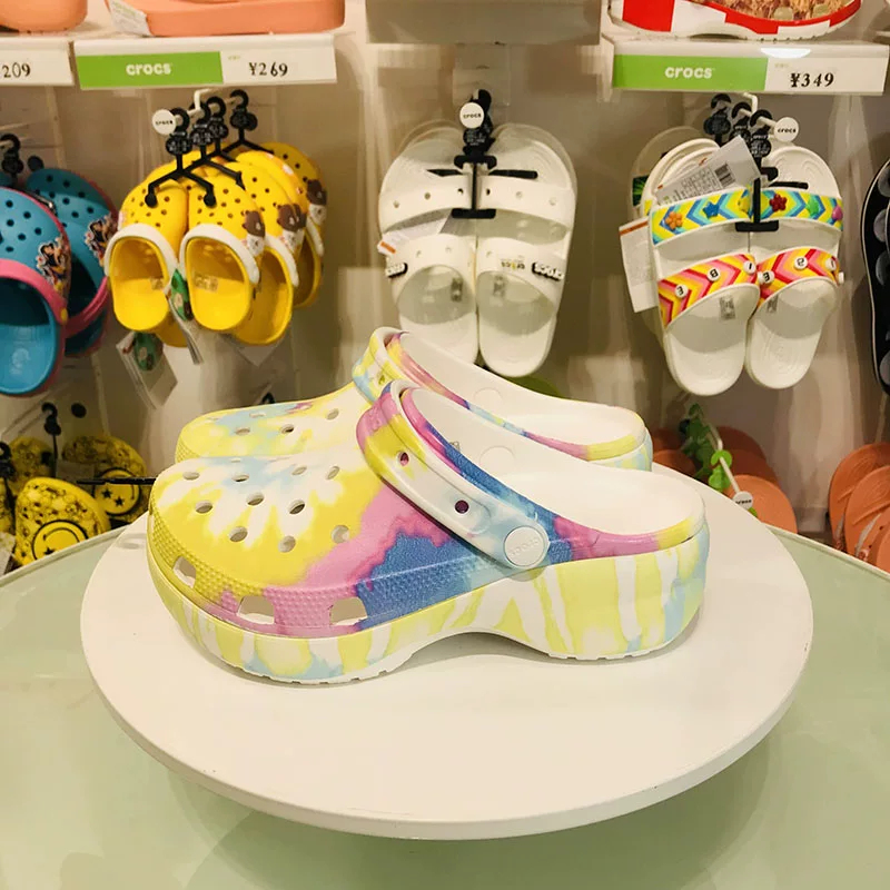 Обувь женская Crocs Carlo Chi Yun Duo Beach с толстой подошвой, с углублением, обувь-«каменная пещера» (Little Whale) с песком, сандалии 206750