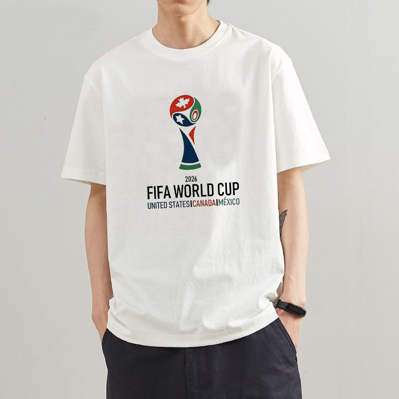 2026 World Cup Short-Sleeved T-Shirt, United States, Canada and Mexico Football Sports Half-Sleeved Shirt, Pure Cotton, Large Size Fan Commemorative T-Shirt