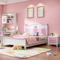 Childrens Bed Girl Princess Real Wood Bed American Modern Minima Small House Pink Teenage Girl 1 5m Single beds