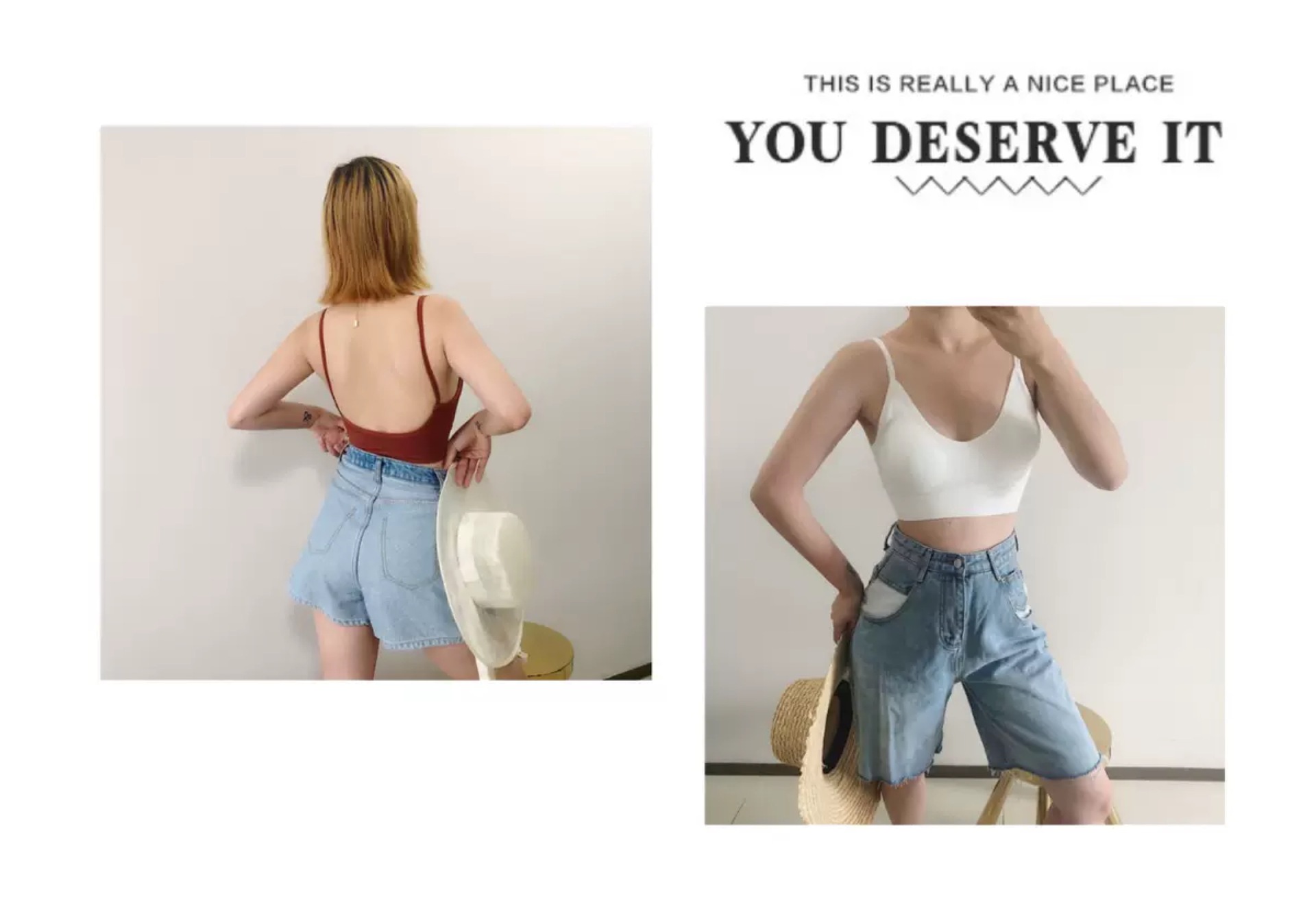 Ins gió ròng đỏ hình chữ U vẻ đẹp sexy vest với đan đáy ngực đệm sling áo ngực cô gái backless.