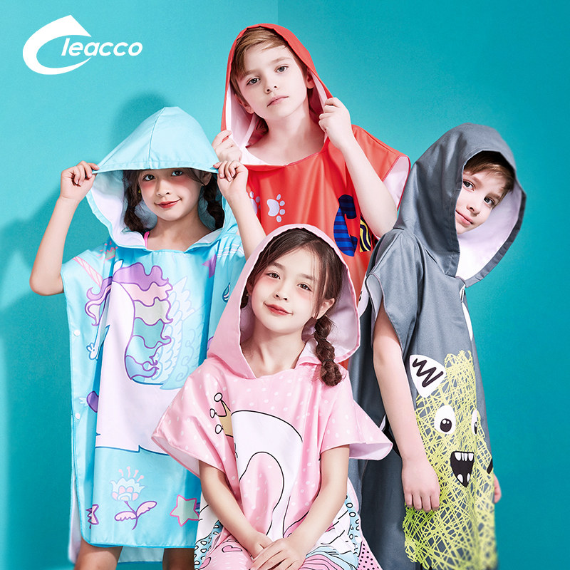 Children's bath towels cloak cloak with hood boy girl water suction speed dry swimming bubble spa bathrobe baby cartoon beach towels