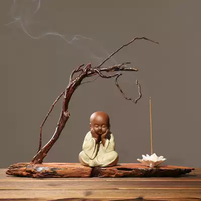 Little monk childlike play ornaments Tree roots Home creative entrance decorations Line incense insert Zen tea pet ornaments