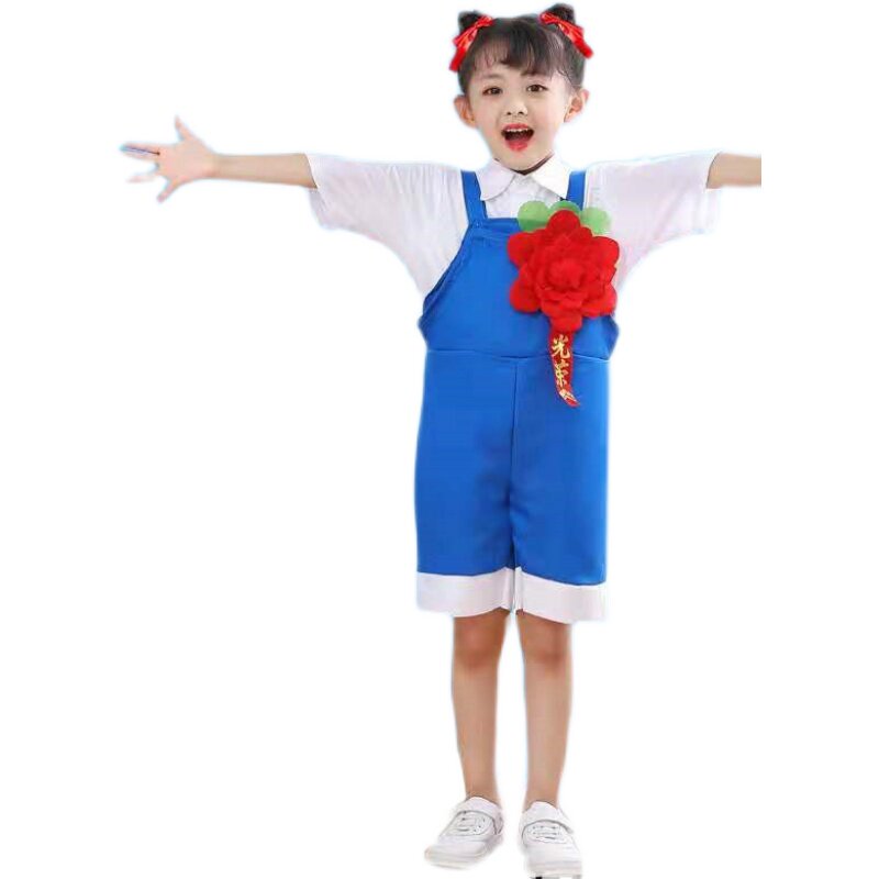 China Wind Small Ho Wind Labor The Most Glorious Children Act Out The Cuddle Bag Pants Girl Dance Chorus Performance Costumes