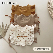 (Customizable name) LittleWood baby pure cotton edge saliva towel baby decorative collar vest bib