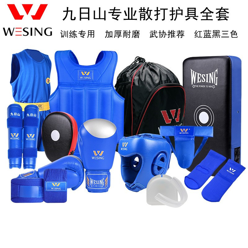 Jiurishan Sanda Protective Gear Set for Men, Women, Adults, and Children, Martial Arts, Boxing, Muay Thai Chest Protector, Gloves, Training Set
