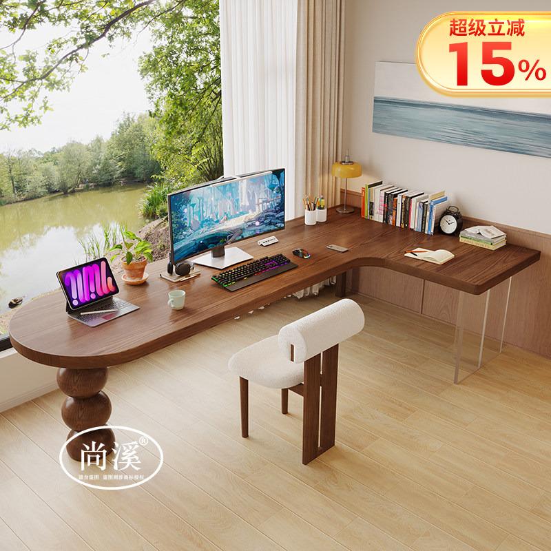 Solid Wood Corner Desk Study Computer Desk Corner Writing Study Table L-Shaped Desk Home Bedroom Bedside Work Desk