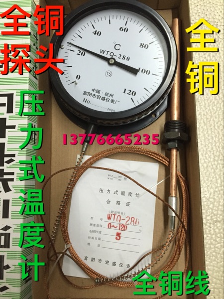 WTZ-280 Pressure Thermometer Industrial Boiler With Thermometer Pointer Temperature Gauge 5 m 5 m 10 m 15 m 20