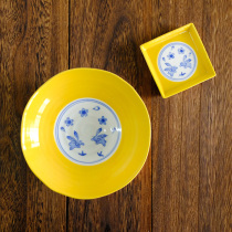 Japanese-made Pozzo-yaki-glazed cherry blossom rabbit household dinner plate salad bowl Japanese sauce sauce seasoning plate