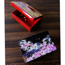 Japanese-made mountain lacquerware Fuji mountain cherry blossom mirror cosmetic box jewelry box jewelry box wedding gift