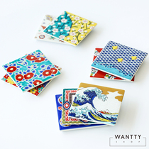 Spot Japanese-made Kutani-yaki Japanese-style ceramic retro coaster Flower landscape Ukiyo-e cup mat Teacup holder