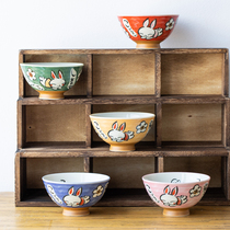 Japan imported Mino-yaki hydrangea cute rabbit ceramic bowl tableware gift box Japanese rice bowl underglaze color soup bowl