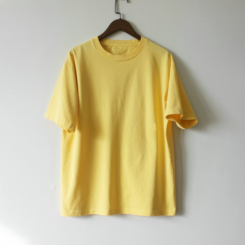 Japanese-Style Unisex Couple's Urban Outdoor Casual Sports Washed Cotton Short-Sleeve T-Shirt, Sweat-Absorbent, Breathable, Simple Top