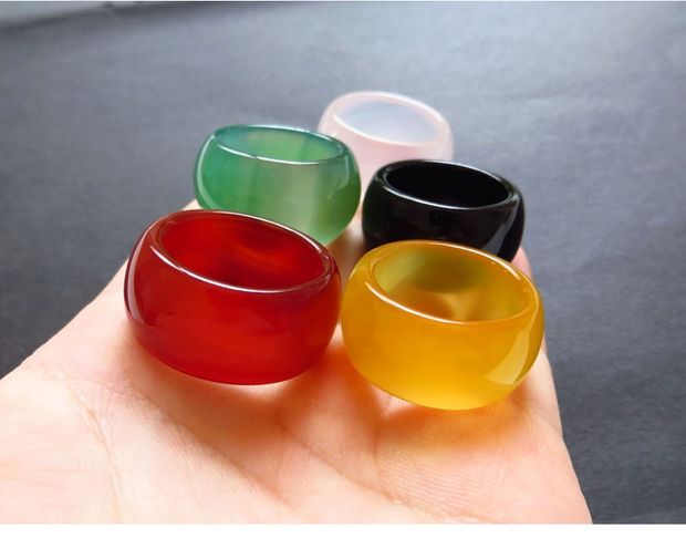 Nhẫn mã não đỏ chính hãng mở rộng nhẫn chalcedony lớn nam và nữ ngọc ngón tay phụ kiện trang sức đôi quà tặng nhẫn đôi đẹp