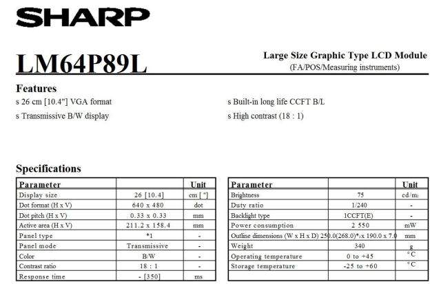 LM64P89 Industrial control LCD screen lm64p89l