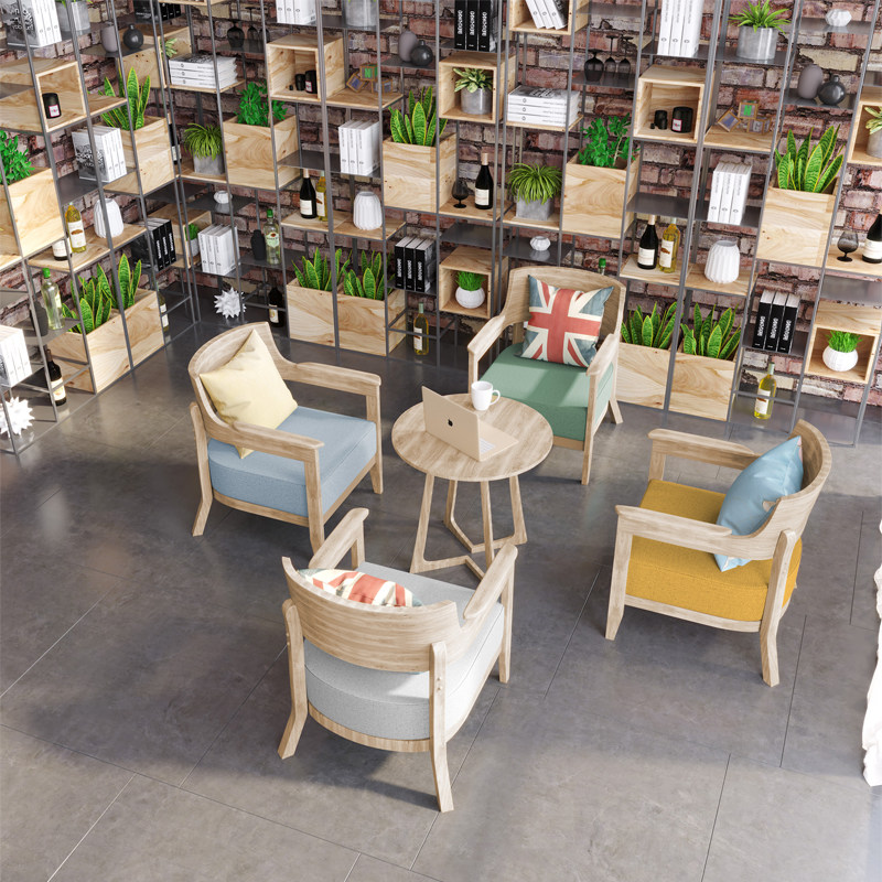 Dessert Cake Milk Tea Shop Table And Chairs Fresh Coffee Hall Sample House Display Center Negotiation Rest Area Clear Book Bar Sofa