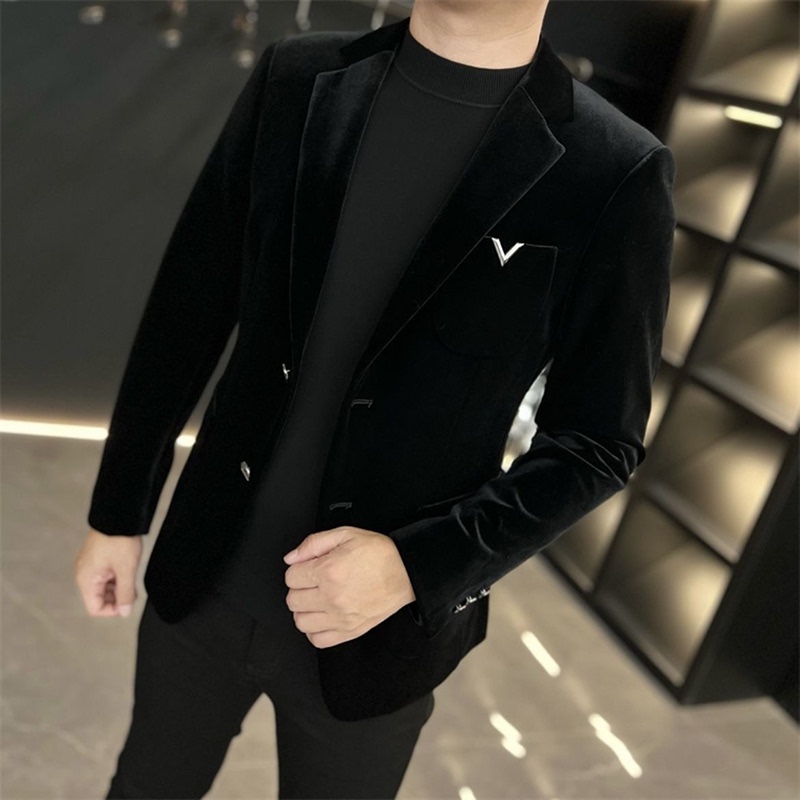 Men's Blazer 2024 Clothing Men's Spring and Autumn Popular Suit Jacket High-End Elegant Velvet Slim Fit Small Suit